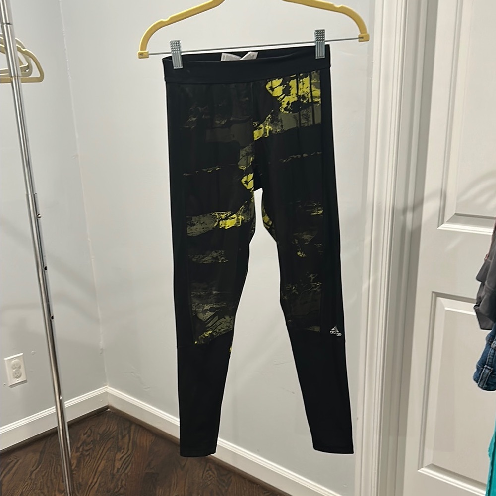 Adidas Kids Black and Yellow Leggings
